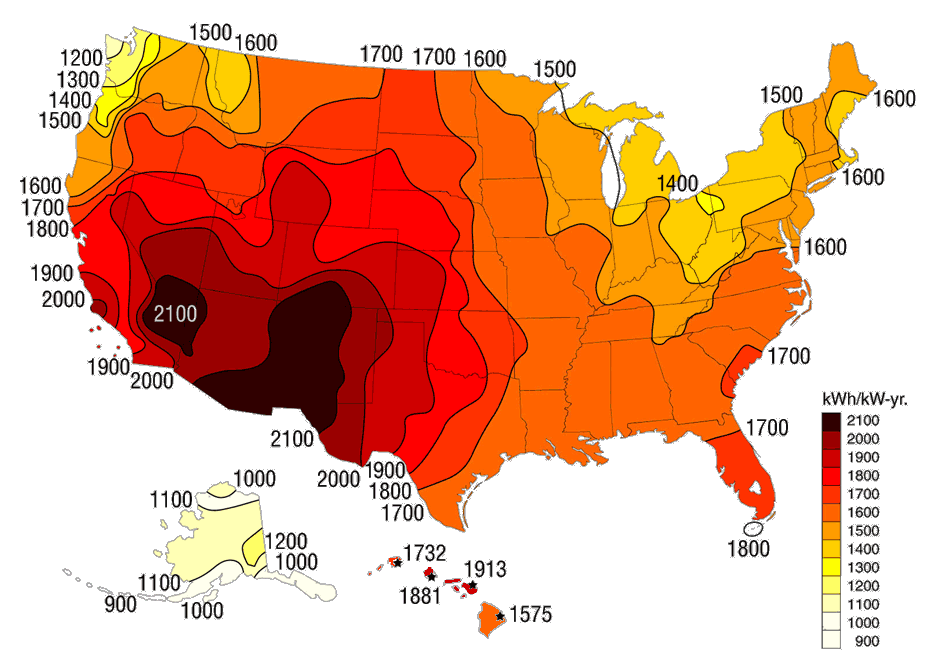 Solar insolation Map--US