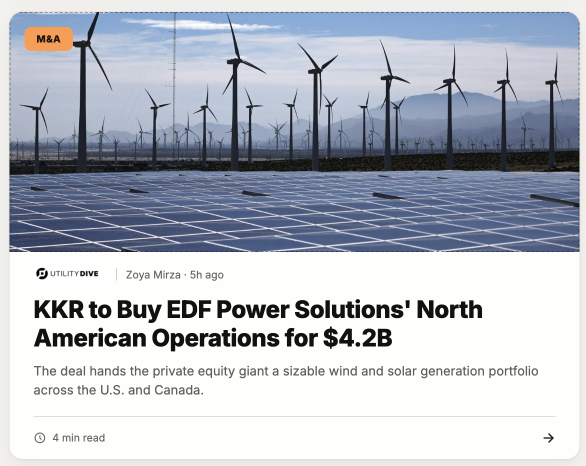 KKR to Buy EDF Power Solutions' North American Operations for $4.2B