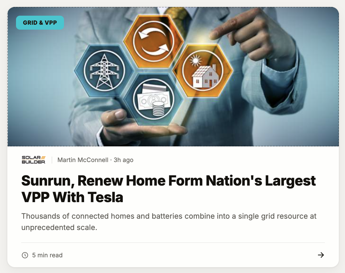 Sunrun, Renew Home Form Nation's Largest VPP With Tesla