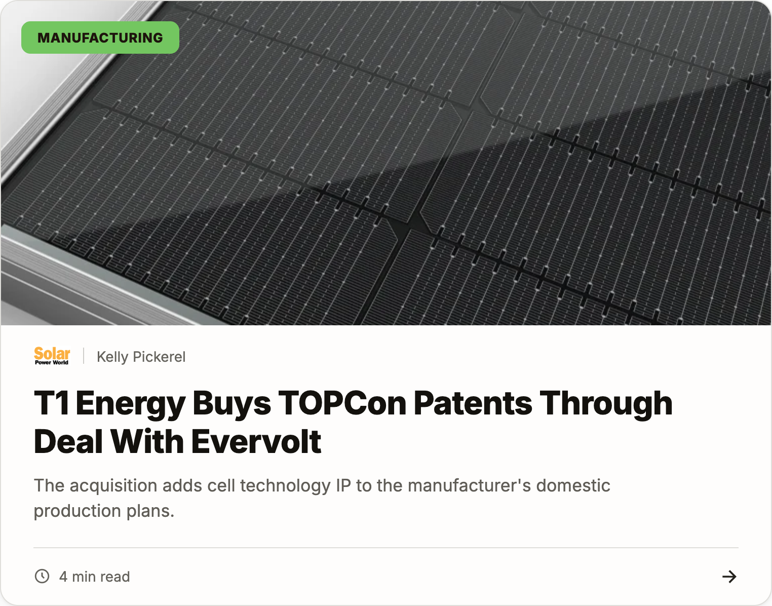 T1 Energy buys TOPCon patents