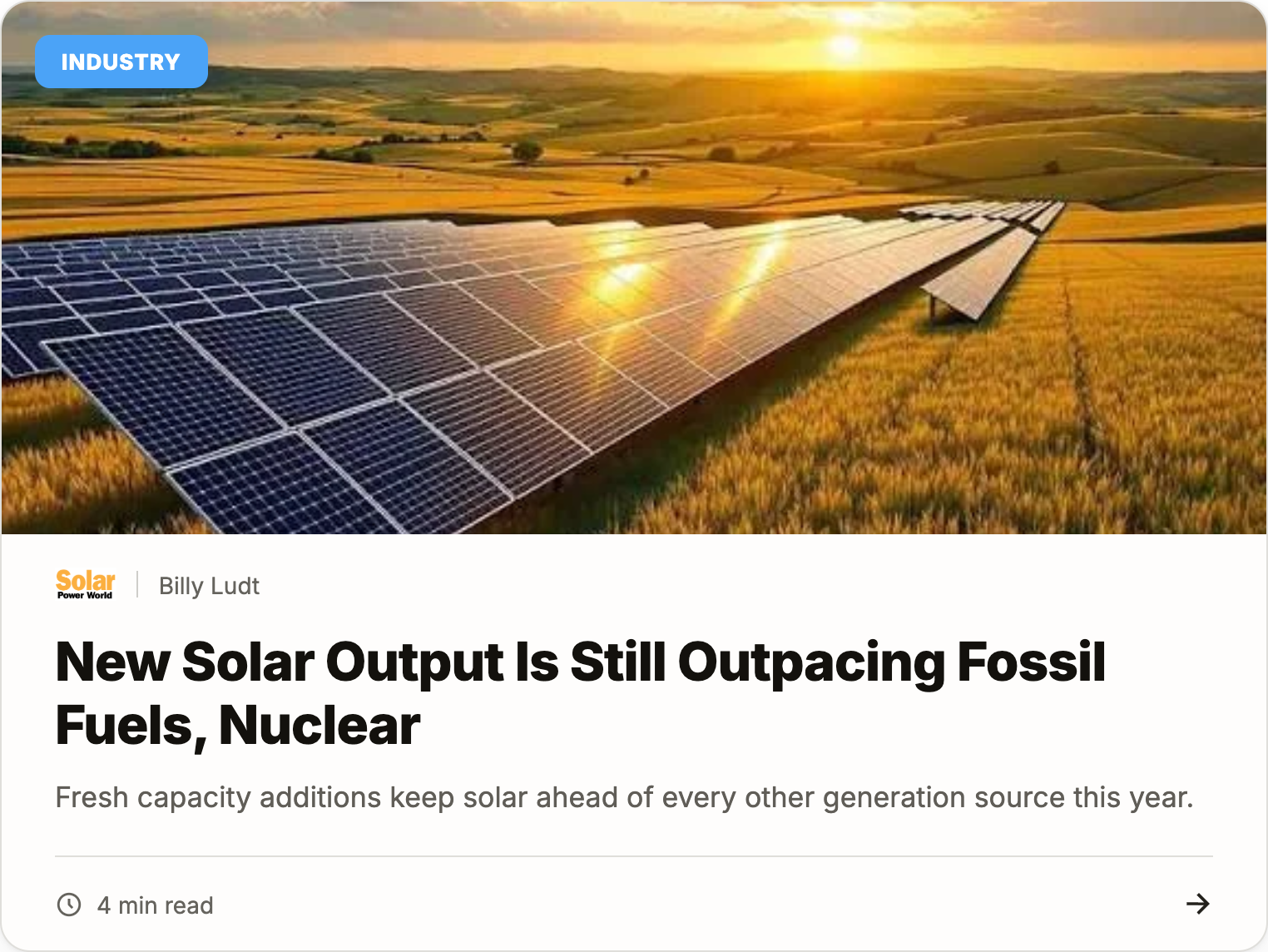 New solar output still outpacing fossil fuels