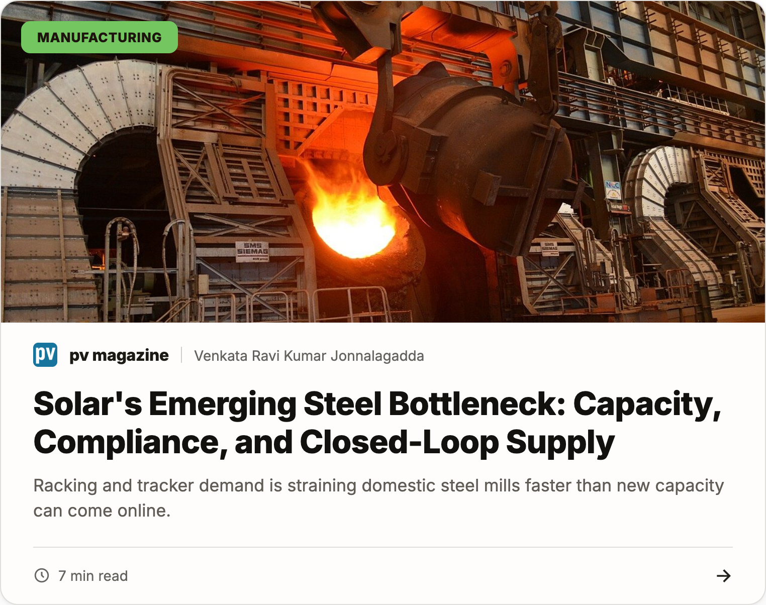 Solar's emerging steel bottleneck