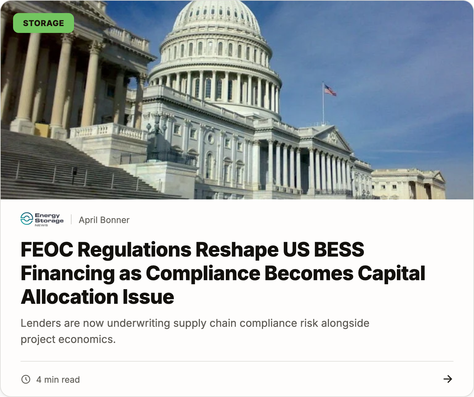 FEOC regulations reshape US BESS financing