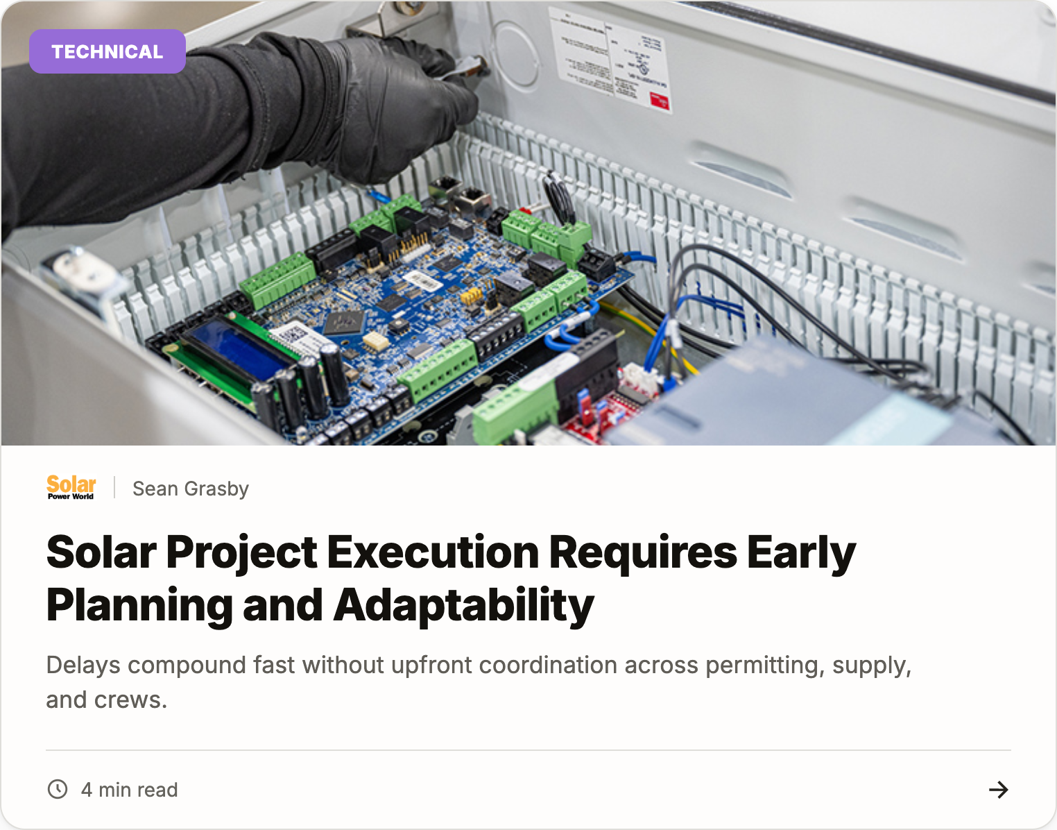Solar project execution requires early planning and adaptability