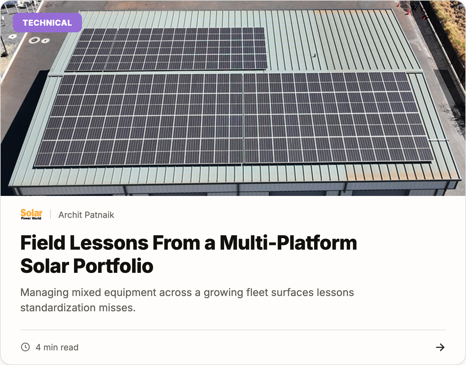 Field lessons from a multi-platform solar portfolio