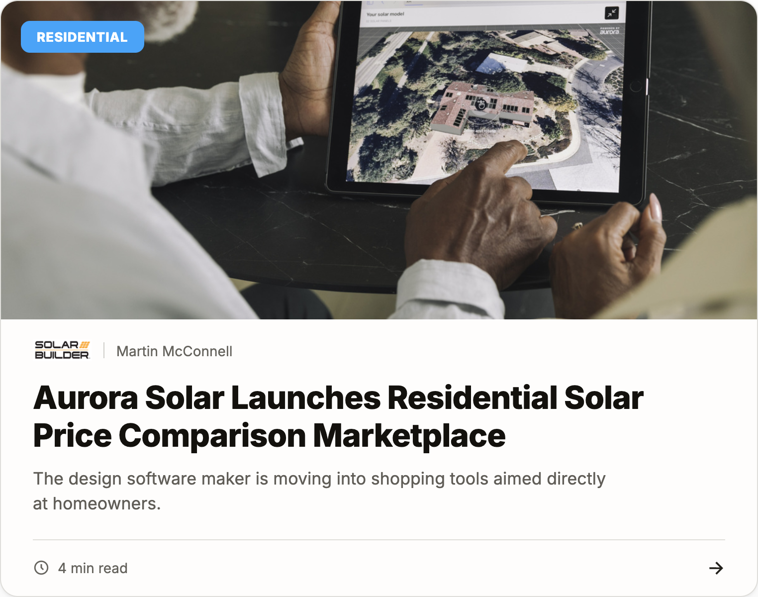 Aurora Solar launches residential solar price comparison marketplace